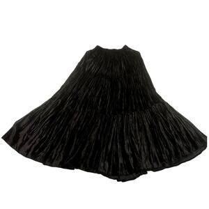 'Double D Ranch' Vintage Black Velvet Full Tiered Broomstick Maxi Skirt-Size XS